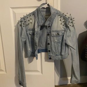 Spiked Crop Denim Jacket